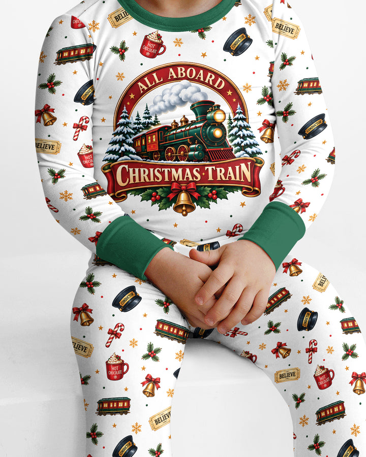 All Aboard Christmas Express Bamboo Two Piece Long Sleeve Pajama Set