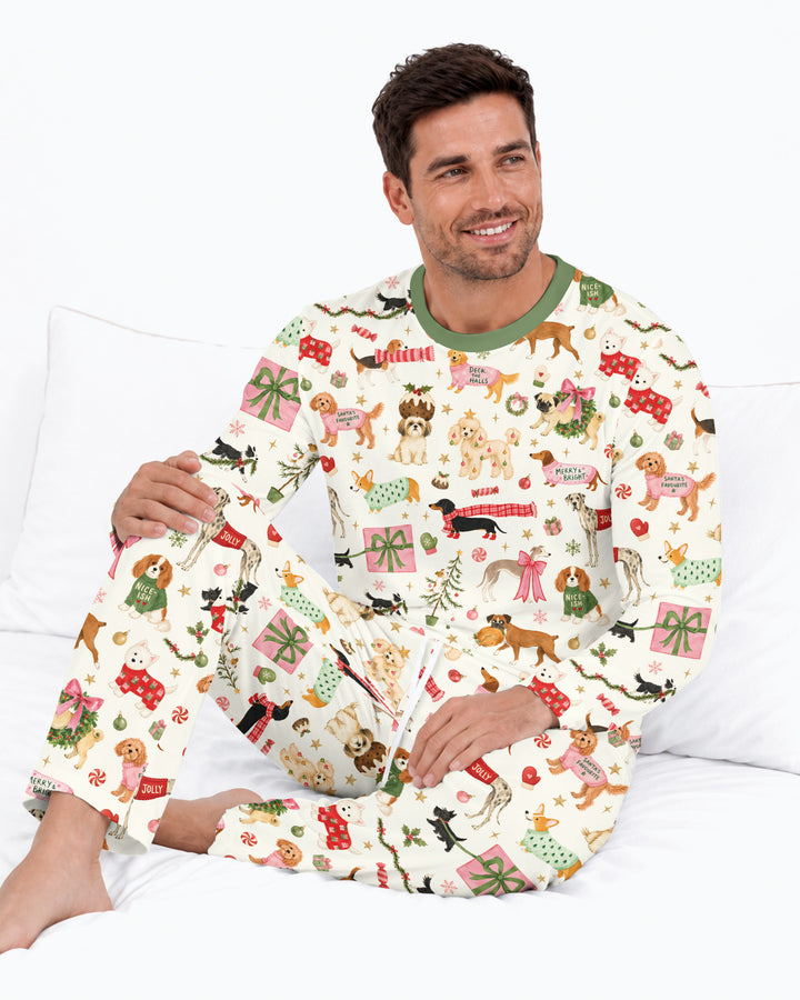 Festive Dog Merry Woofmas Bamboo Men's Pajama Set