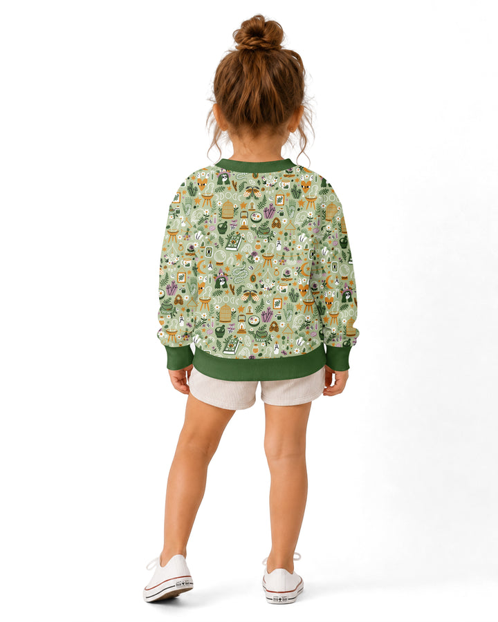 Boho Witchy Celestial Magic Floral Bamboo Crewneck Sweatshirt