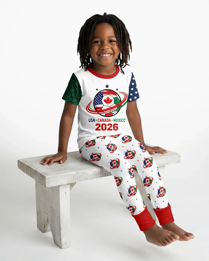Soccer Cup USA Canada Mexico Bamboo Two Piece Short Sleeve Pajama Set