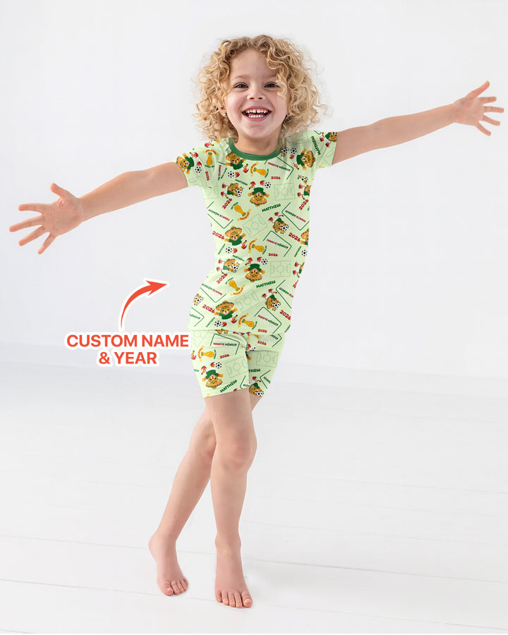 Pijama de bambú de dos piezas de manga corta con pantalón corto, plantilla personalizada