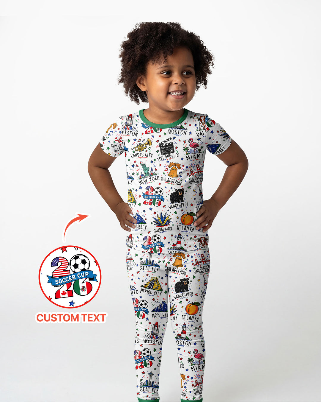 2026 Soccer Cup Host Citties Bamboo Two Piece Short Sleeve Pajama Set