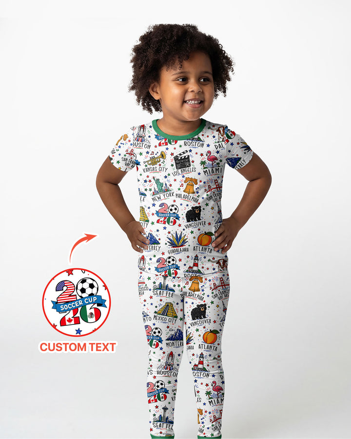 2026 Soccer Cup Host Citties Bamboo Two Piece Short Sleeve Pajama Set