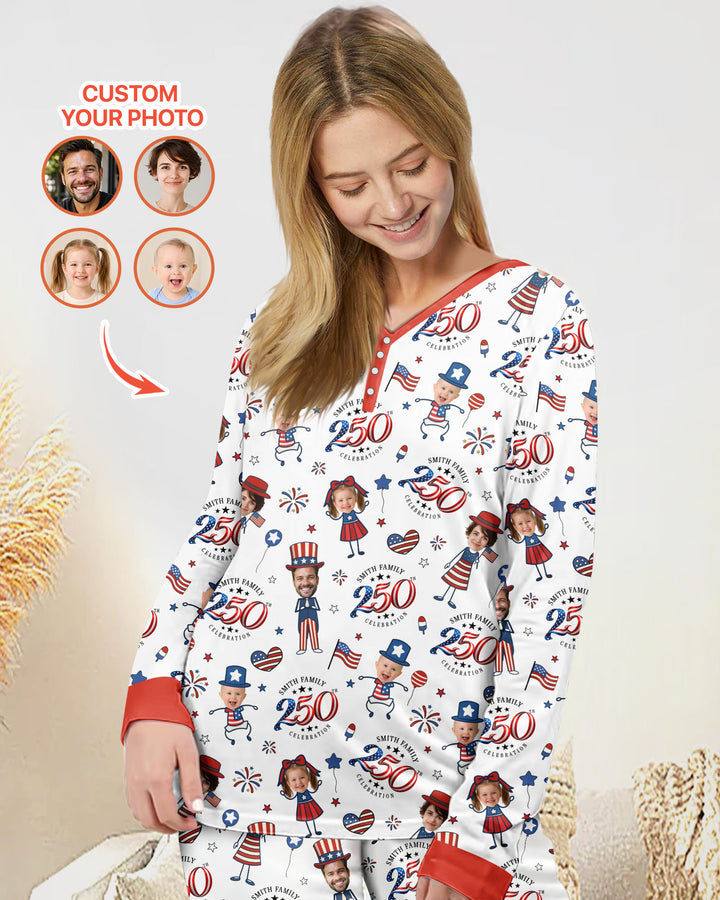 Custom Photo Smith Family Celebration Bamboo Women Pajama Set