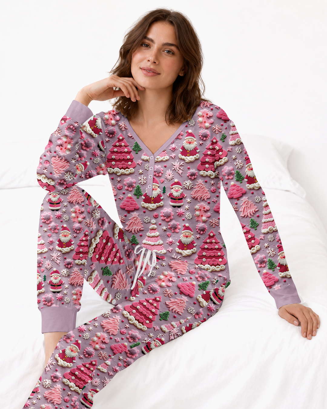 Pink Snowmen Bamboo Women Pajama Set