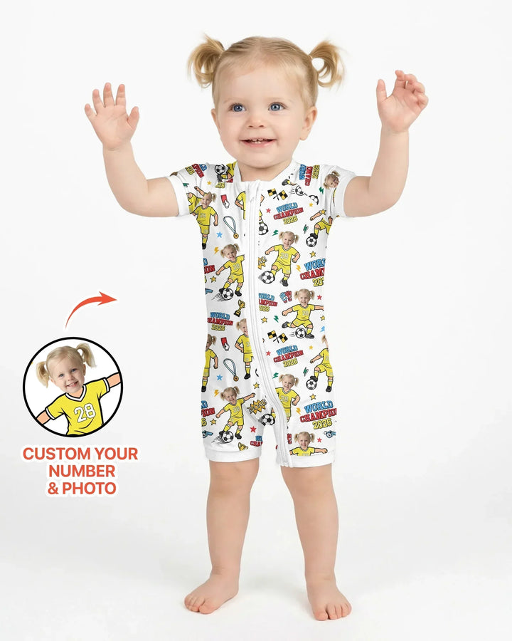 Plantilla PERSONALIZADA de Bambú Pijama Corto con Cremallera