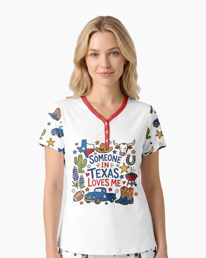 Someone in Texas Loves Me Bamboo Women Short Sleeve Short Pajama Set