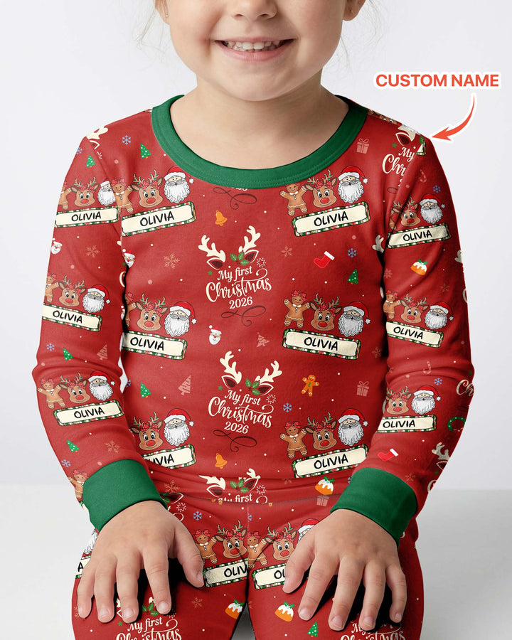 Custom Name Merry Christmas My Deer 2026 Bamboo Two Piece Long Sleeve Pajama Set