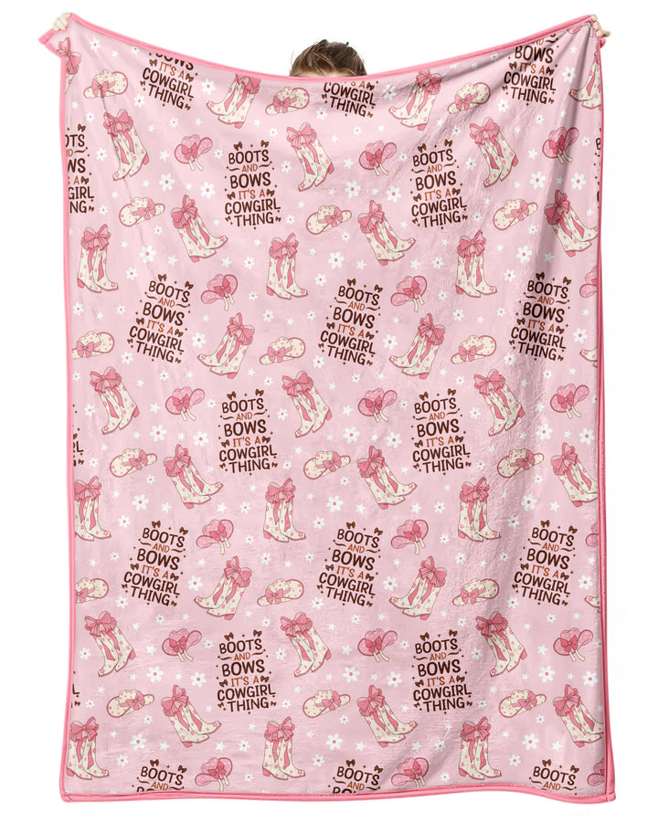 Western Cowgirl Boots And Bows Bamboo Blanket