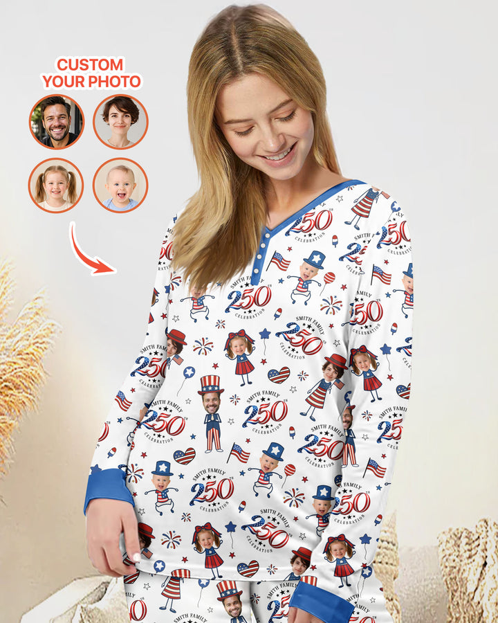 Custom Photo Smith Family Celebration Bamboo Women Pajama Set