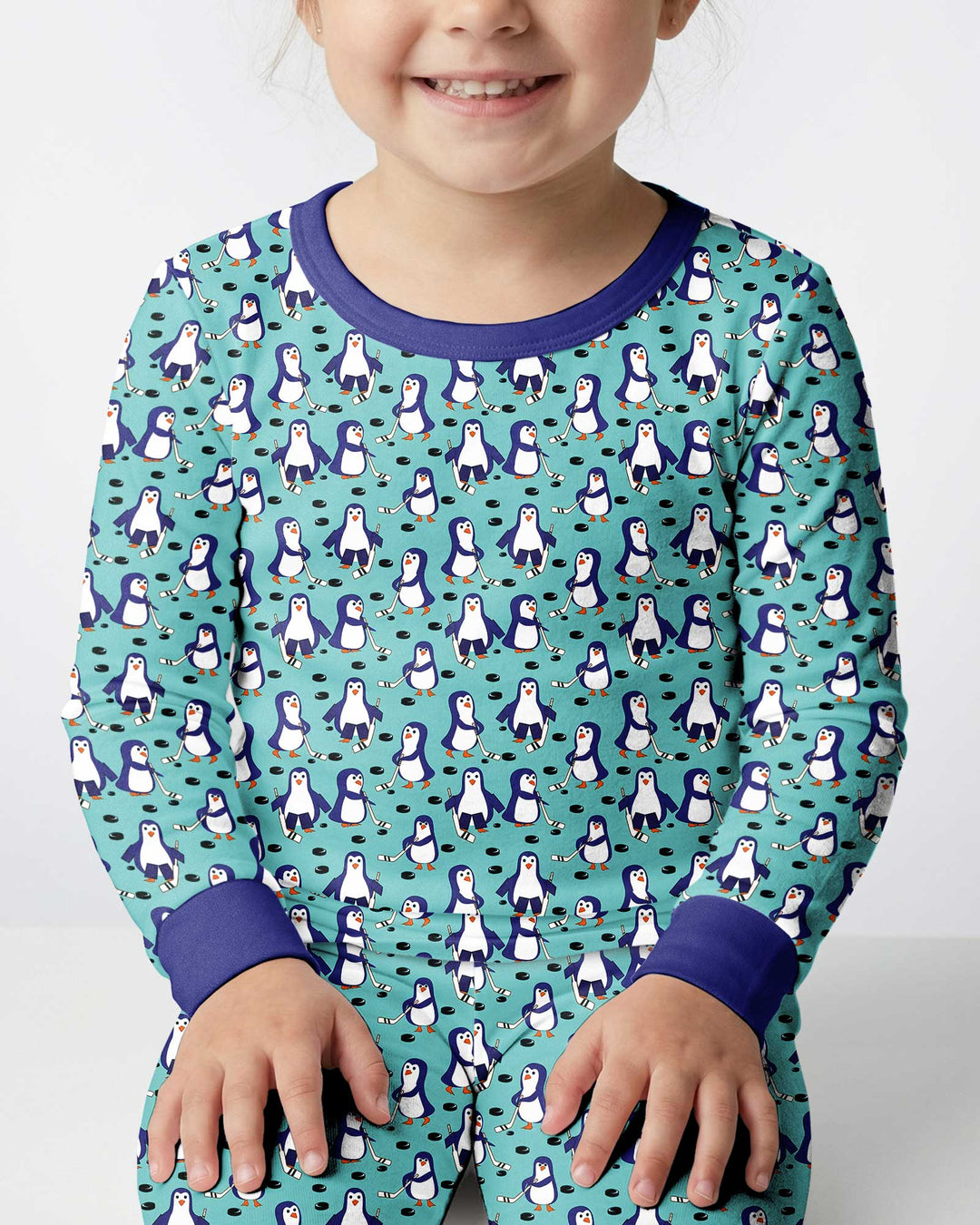Penguin Hockey Bamboo Two Piece Long Sleeve Pajama Set