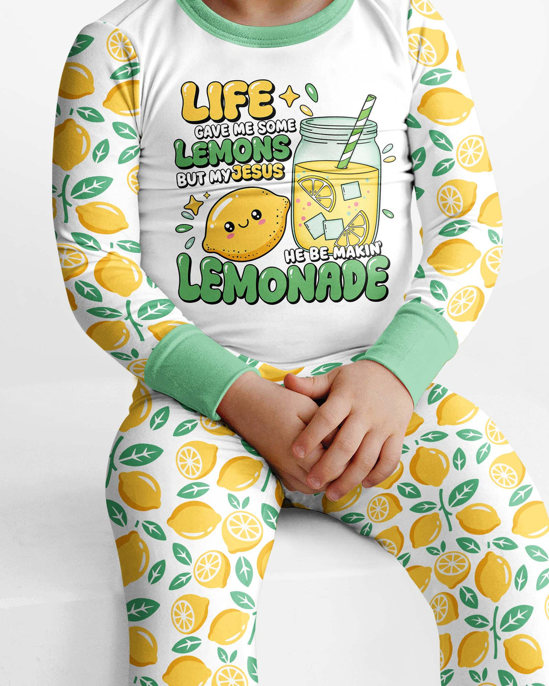 Inspired Life Gave Me Lemons Bamboo Two Piece Long Sleeve Pajama Set