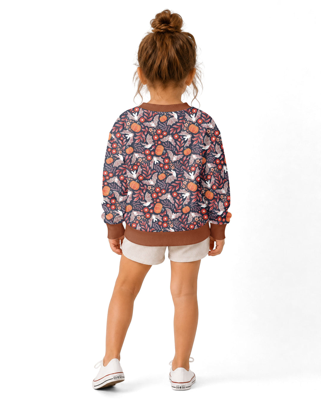 Bat Pumpkin Floral Halloween Bamboo Crewneck Sweatshirt