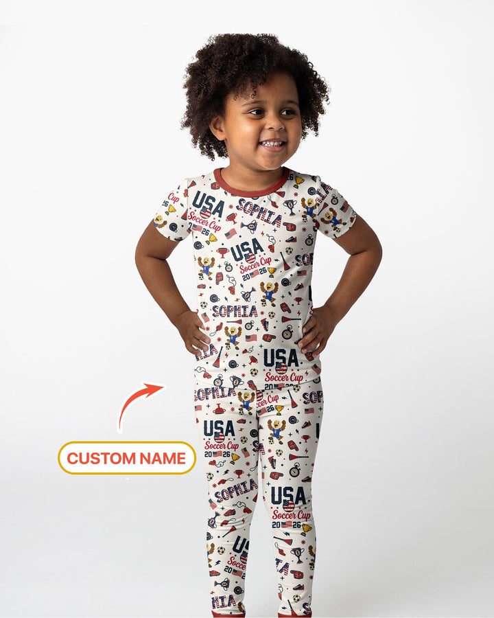 My First Soccer Cup 2026 Bamboo Two Piece Short Sleeve Pajama Set