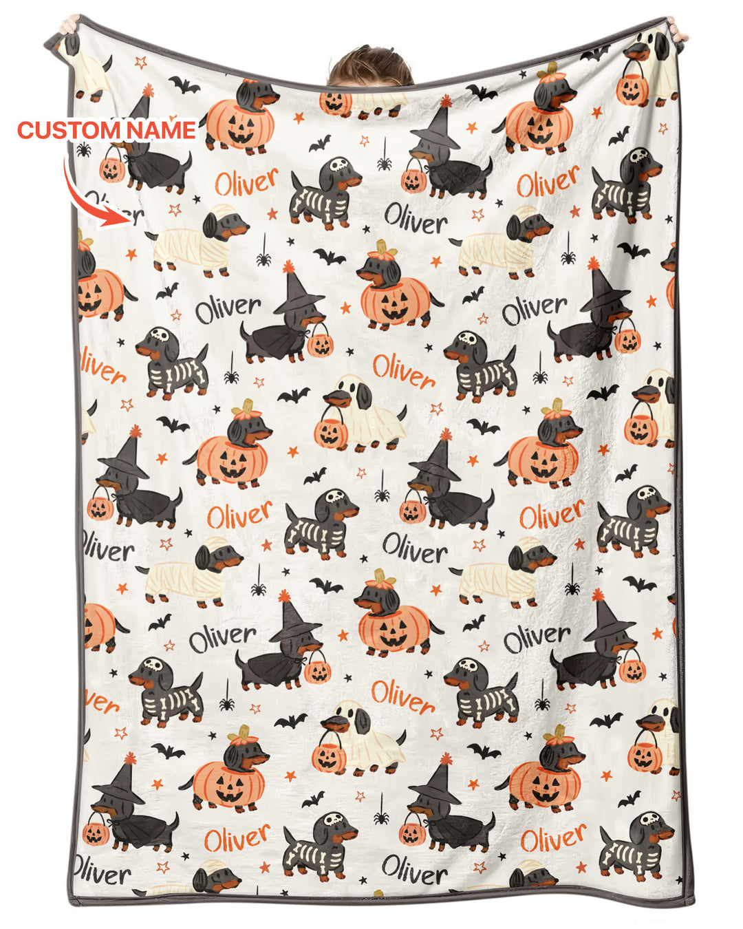 Orange and Black Dachshund Bamboo Blanket