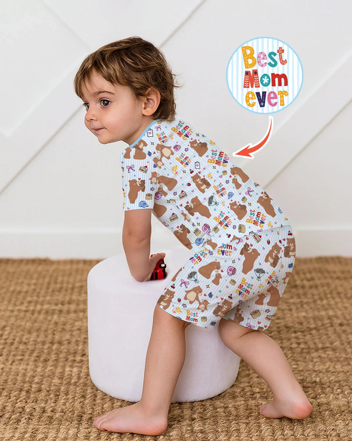 Mejor mamá oso de la historia, conjunto de pijama de dos piezas de bambú a juego con la familia, de manga corta y pantalón corto