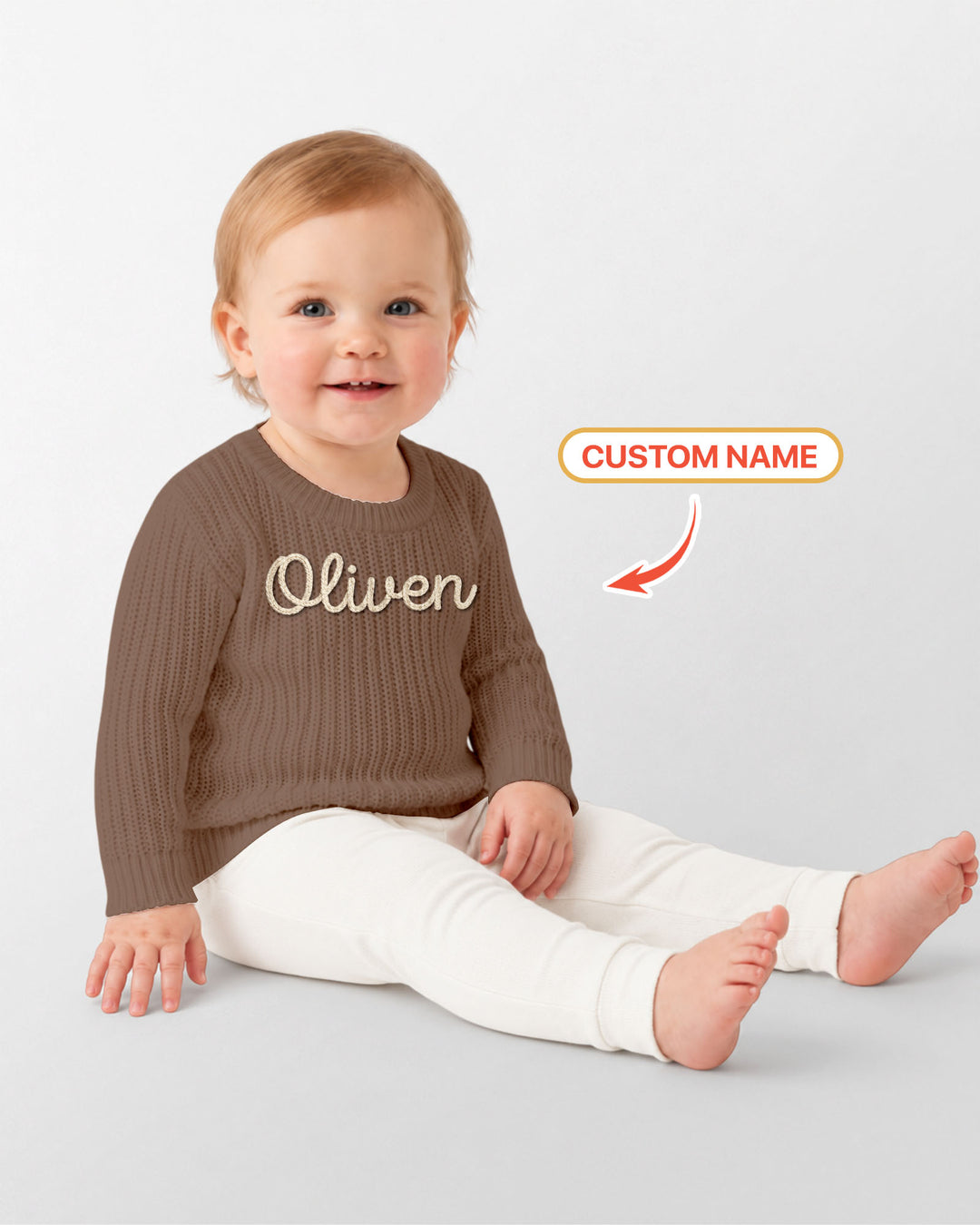 Embroidered Baby Name Bamboo Knit Sweater Bubble