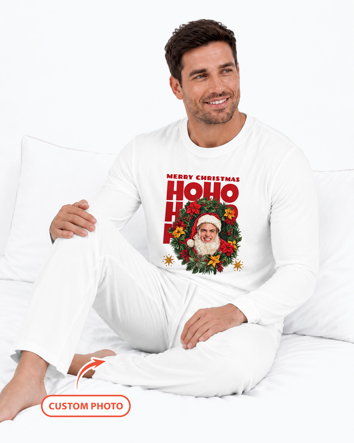 Personalized Photo Christmas Santa Bamboo Men's Pajama Set