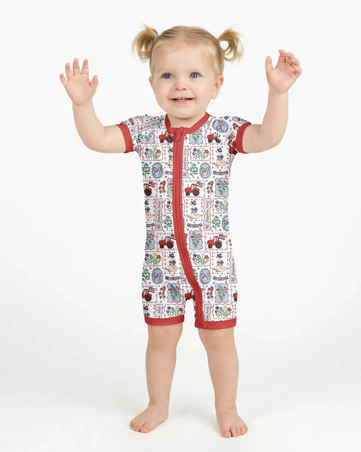 Patriotic USA Silly Goose Family Matching Bamboo Shorty Zippy
