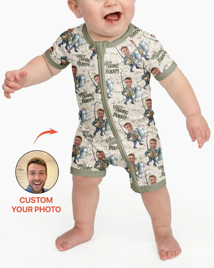 Custom Photo Dad Fishing's Buddy Daddy & Me Matching Bamboo Shorty Zippy