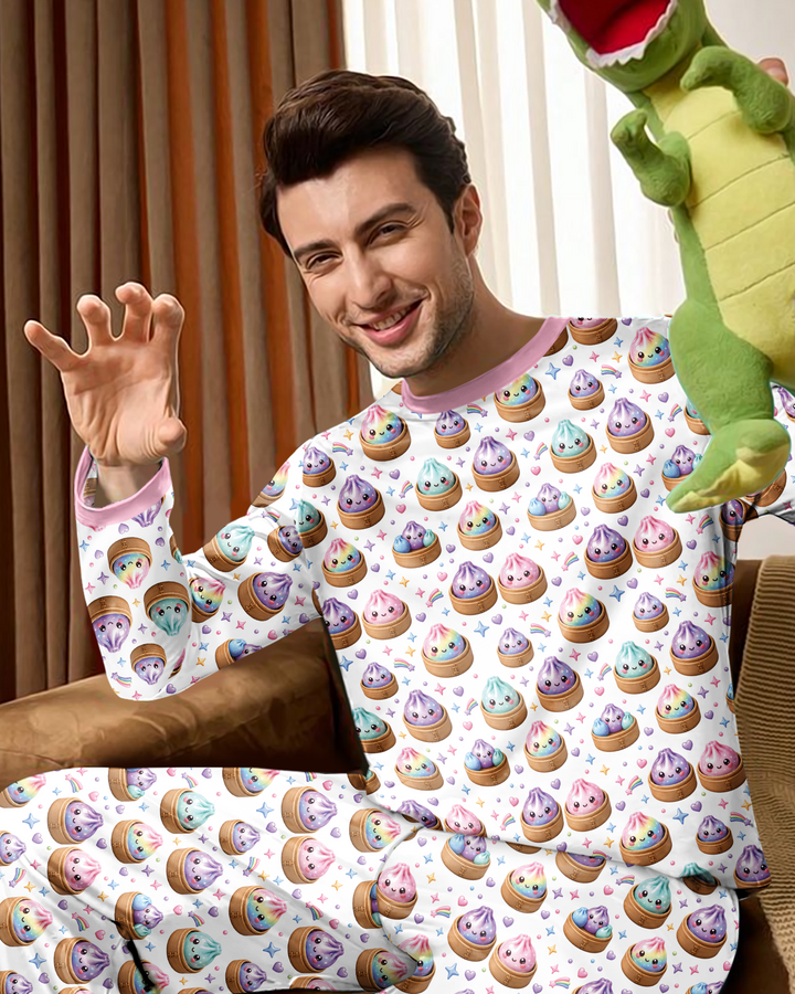 Cute Glitter Dumpling Bamboo Men's Pajama Set