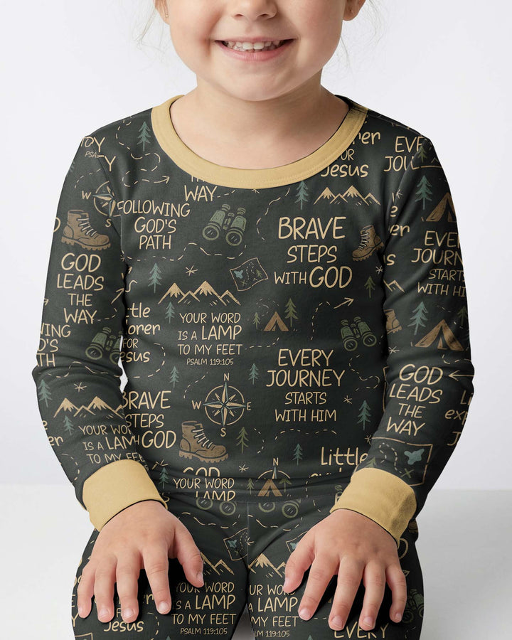 Little Explorer God Leads The Way Bamboo Two Piece Long Sleeve Pajama Set