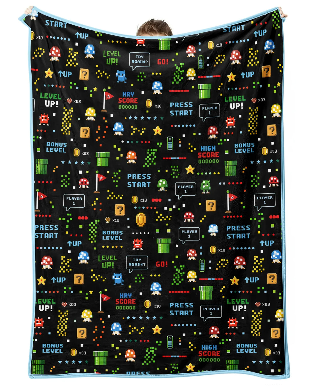 Pixel Game Lover Matching Bamboo Blanket