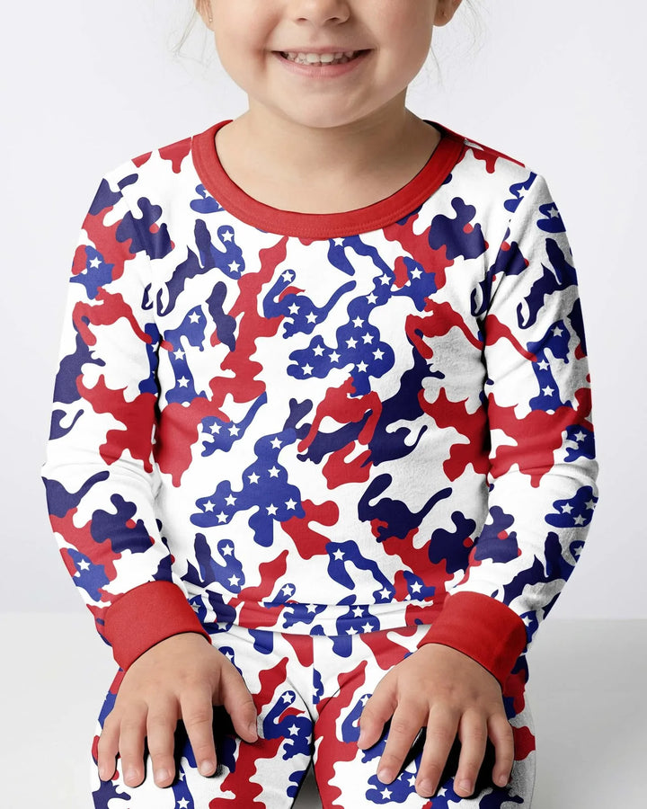 Patriot Camo Daddy & Me Matching Bamboo Two Piece Long Sleeve Pajama Set