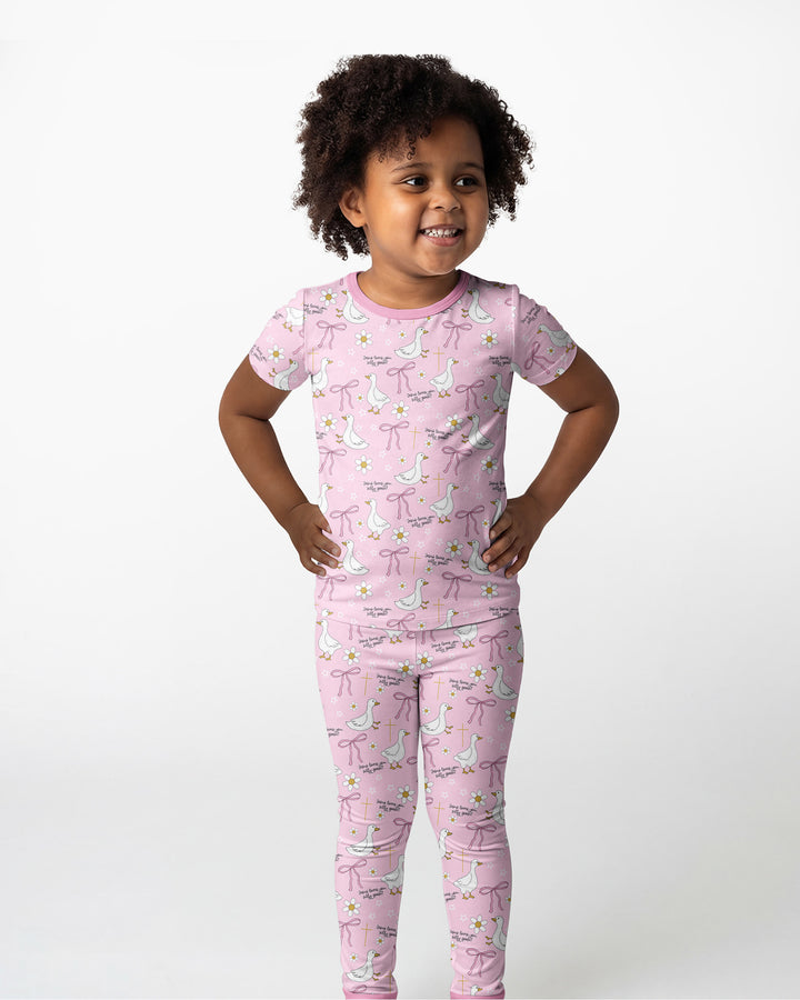 Conjunto de pijama de dos piezas de manga corta de bambú