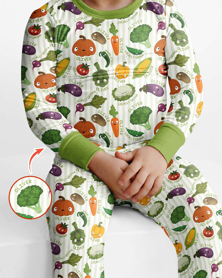 Locally Grown Baby Custom Name Bamboo Two Piece Long Sleeve Pajama Set