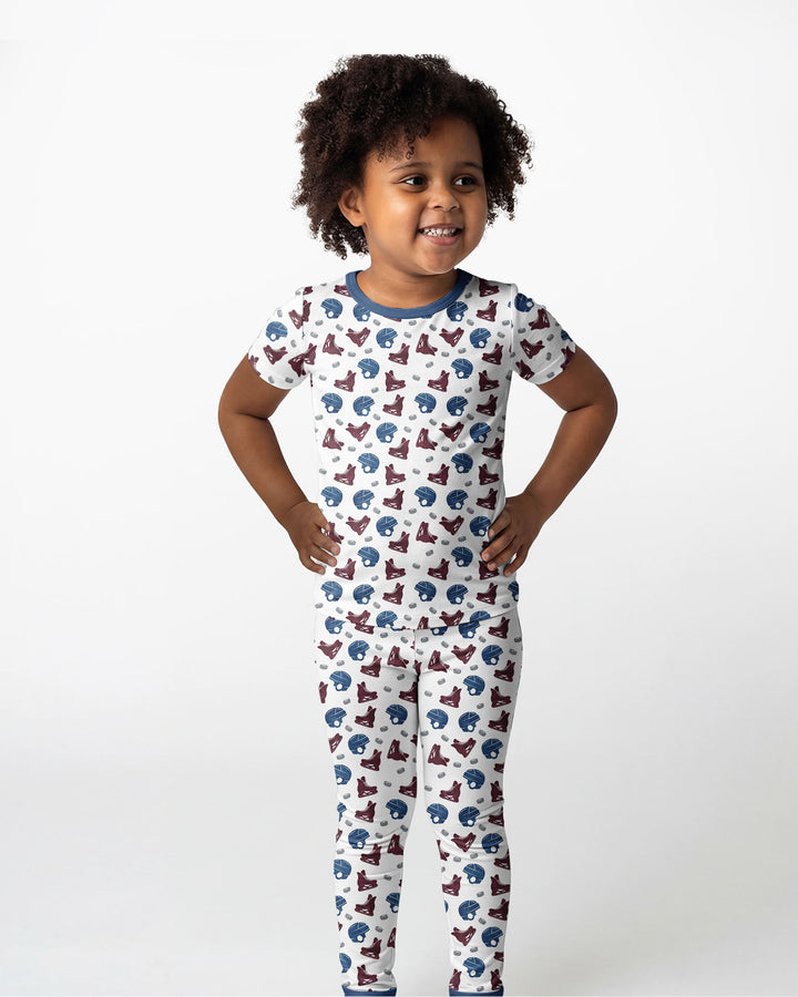 Hockey - Pucks & Gear Bamboo Two Piece Short Sleeve Pajama Set