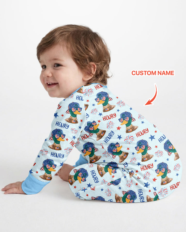 Custom Name Patriotic Mallard Duck Bamboo Convertible Zippy