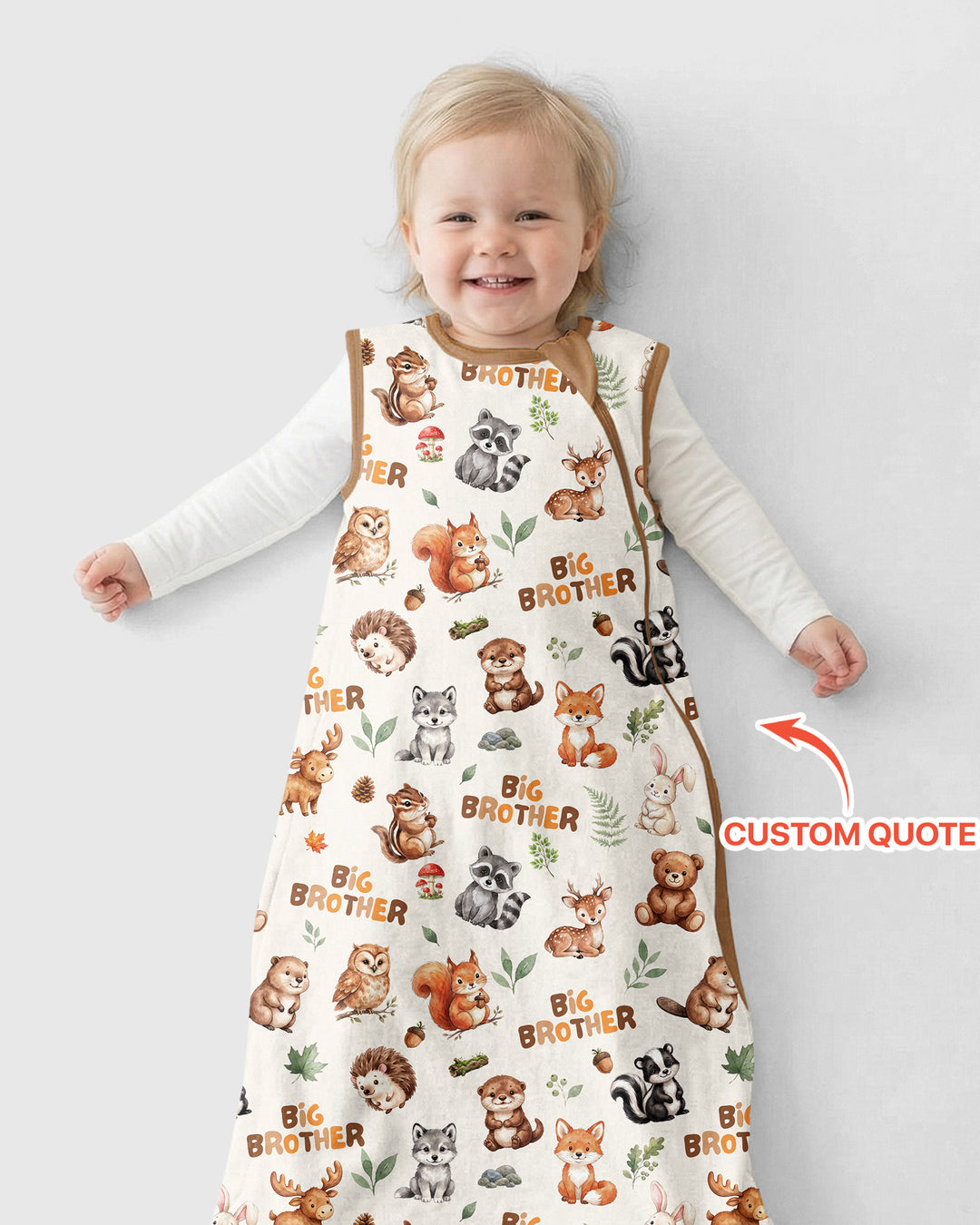 Custom Quote Woodland Animal Matching Sibling Bamboo Sleep Bag