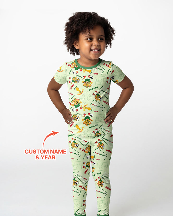 Conjunto de pijama de dos piezas de bambú de manga corta, plantilla personalizada