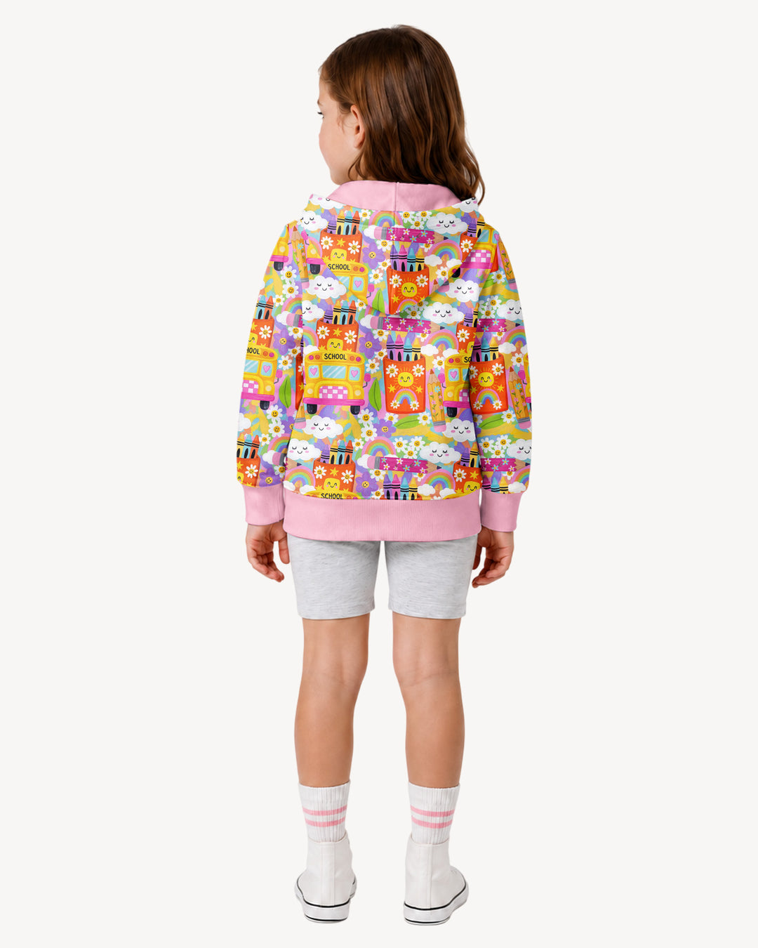 Retro Happy Classroom Bamboo Zip Hoodie