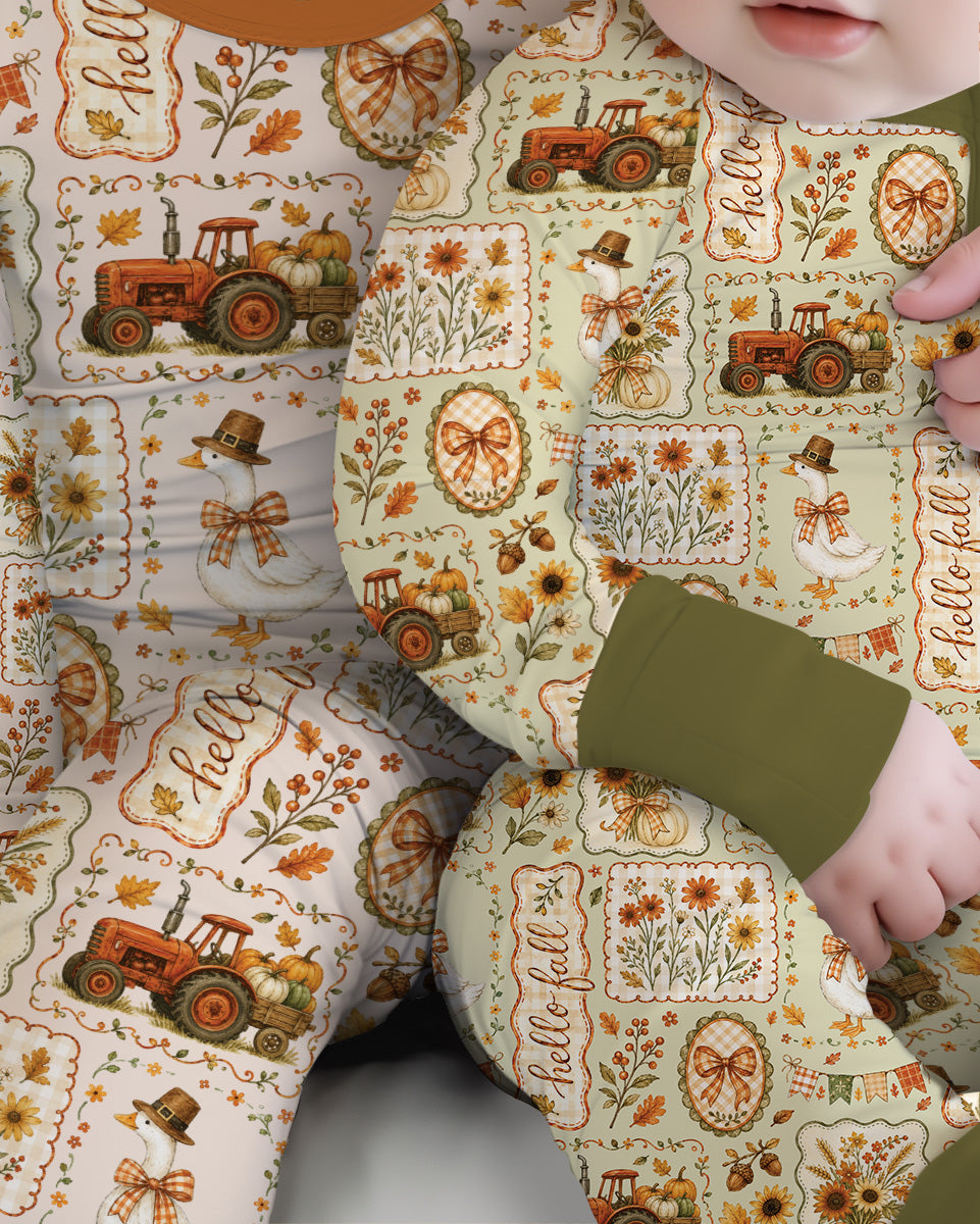 Farmhouse Fall Goose Family Matching Bamboo Convertible Zippy