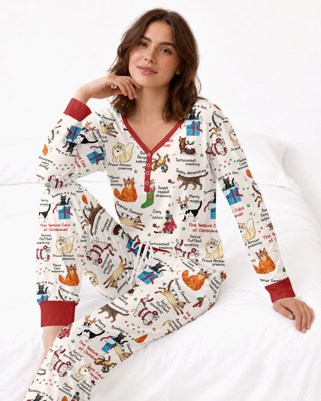 The 12 Cats of Christmas Bamboo Women Pajama Set