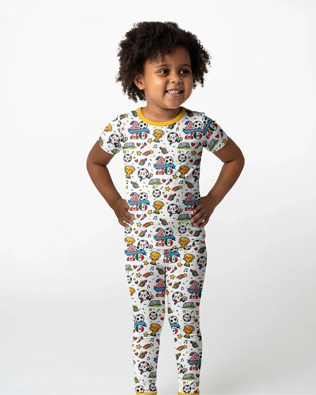 Soccer Fever 2026 Family Matching Bamboo Two Piece Short Sleeve Pajama Set