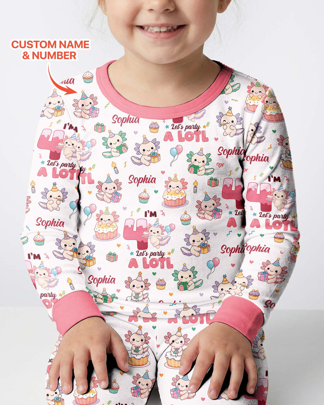 Personalized Birthday Lets Party A Lotl Bamboo Two Piece Long Sleeve Pajama Set