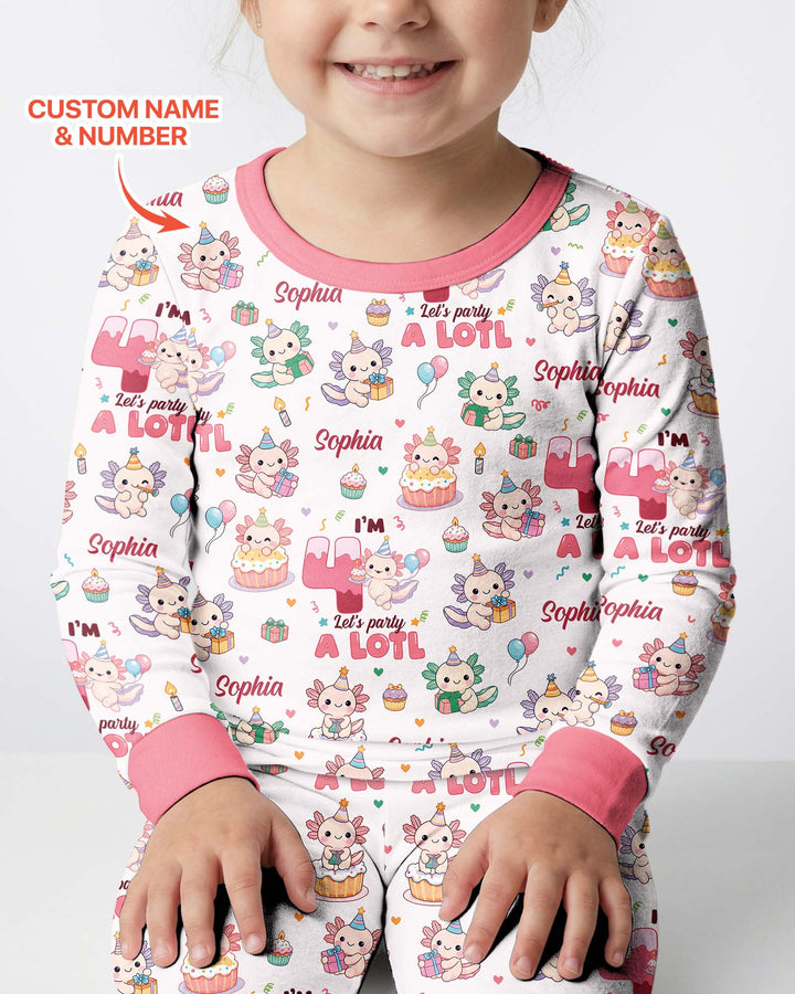 Personalized Birthday Lets Party A Lotl Bamboo Two Piece Long Sleeve Pajama Set