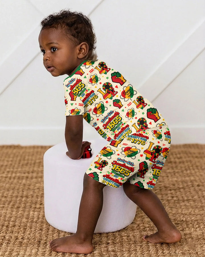 Template Zweiteiliges Pyjama-Set mit kurzen Ärmeln und Shorts