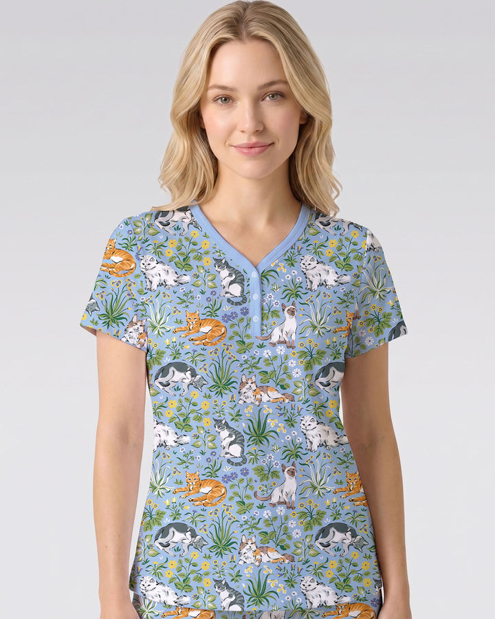 Kitten Garden Family Matching Bamboo Women Short Pajama Set