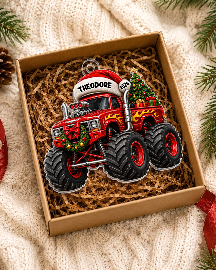 Monster Truck Christmas - Personalized Acrylic Ornament