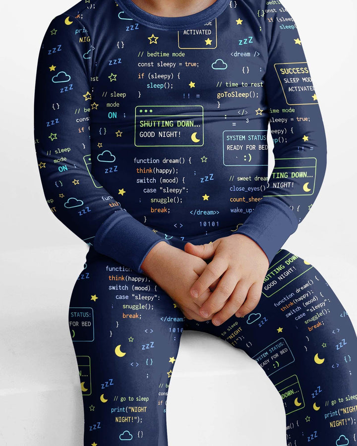 Pijama de dos piezas de bambú de manga larga para padre e hijo, con diseño de "It Techy Job Matching"