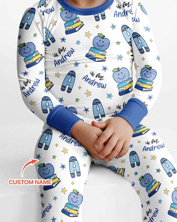 Conjunto de pijama de dos piezas de bambú con mangas largas, plantilla PERSONALIZADA