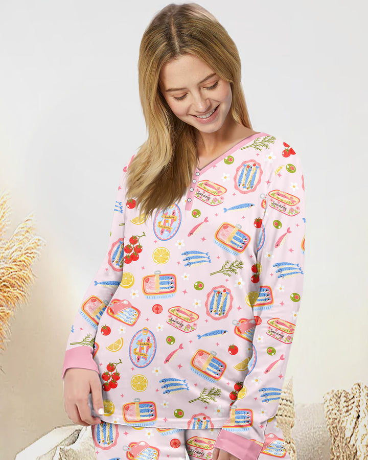 Plantilla de conjunto de pijama de mujer de bambú
