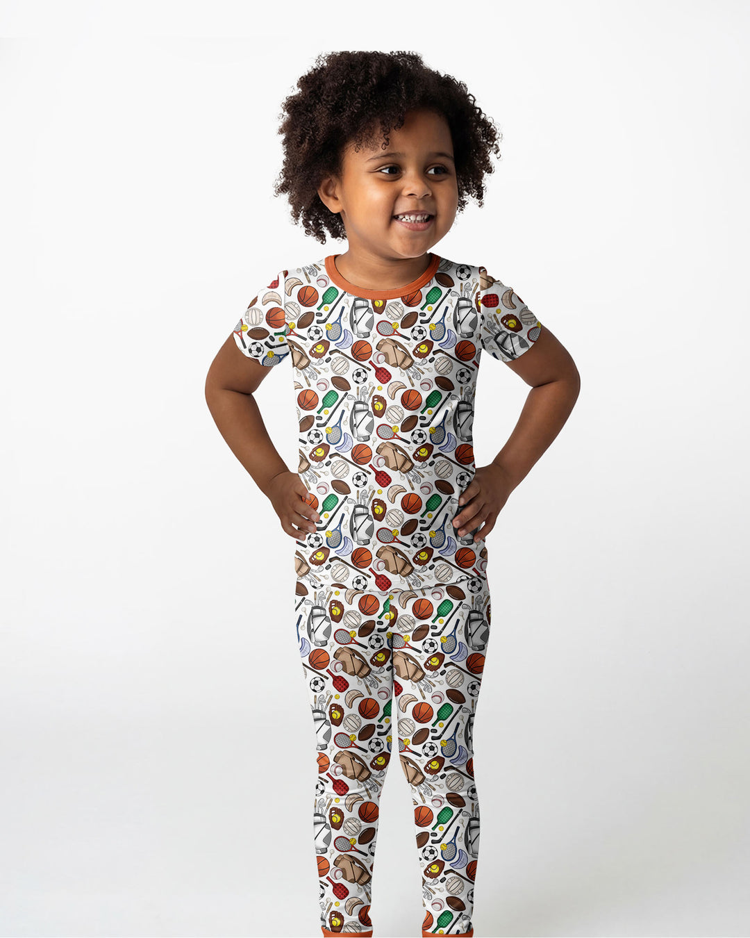 White Sports Equipment   Bamboo Two Piece Short Sleeve Pajama Set