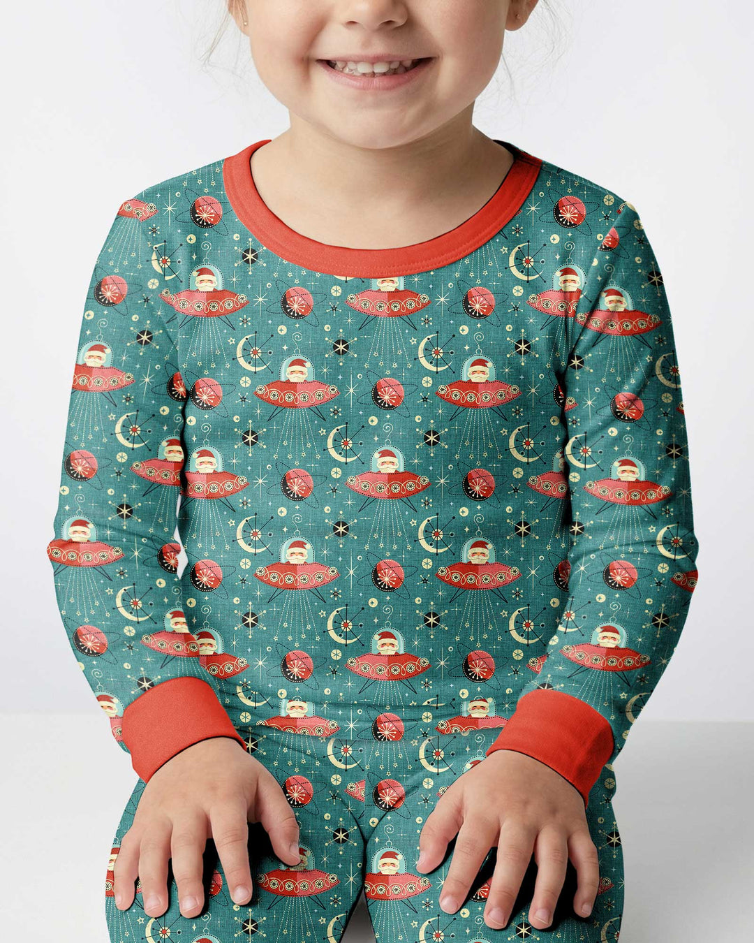 Atomic Santas in Space Bamboo Two Piece Long Sleeve Pajama Set