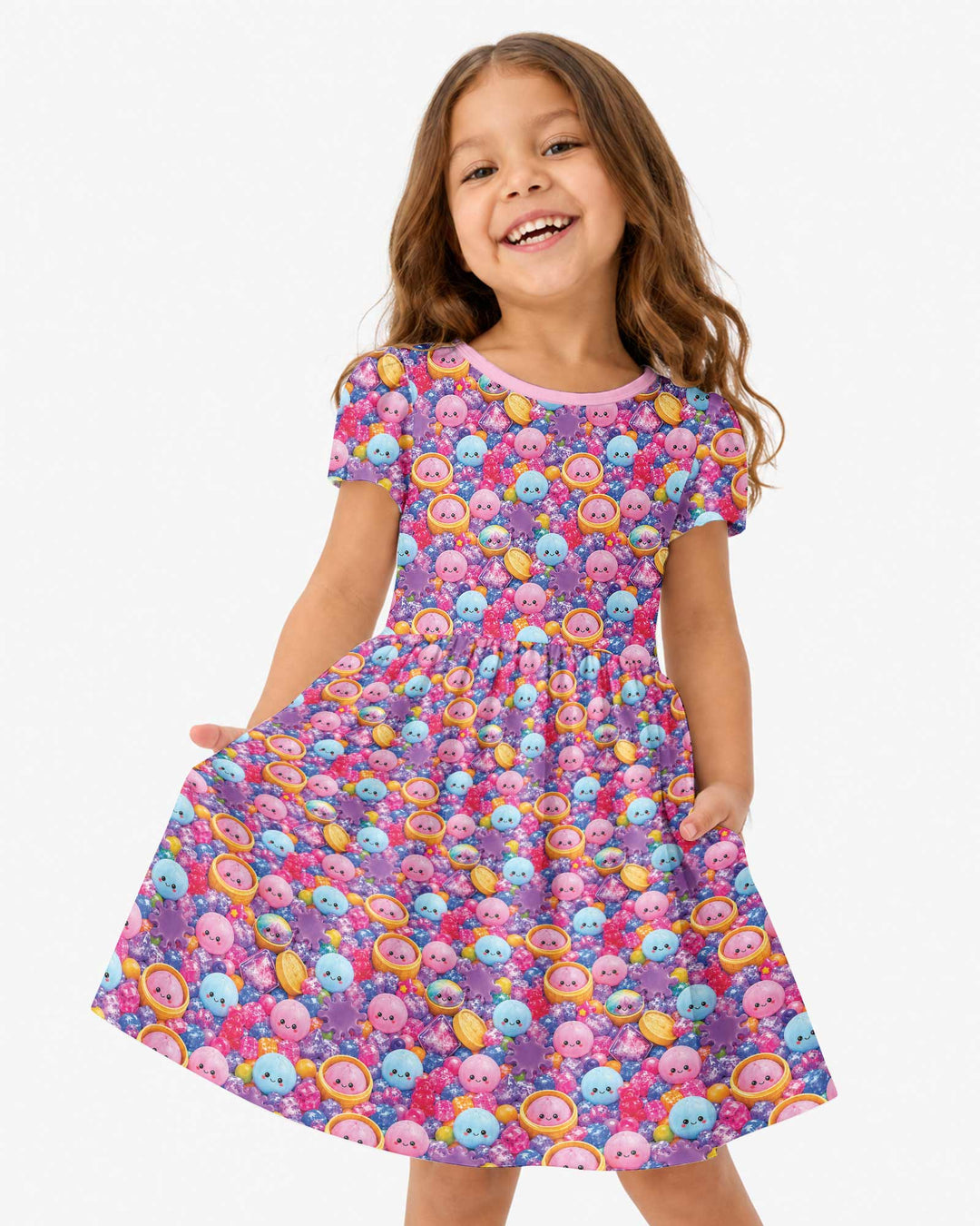 Rainbow Glitter Dumplings Bamboo Twirl Dress