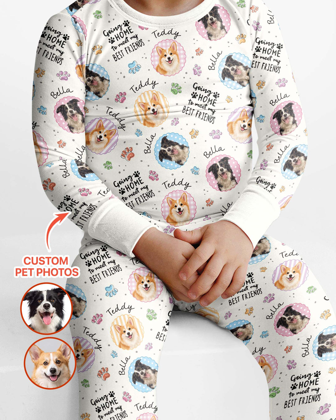 Custom Pet Photo My First Best Friend Bamboo Two Piece Long Sleeve Pajama Set